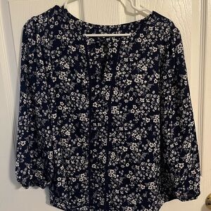 Floral Navy Blue Women's Top